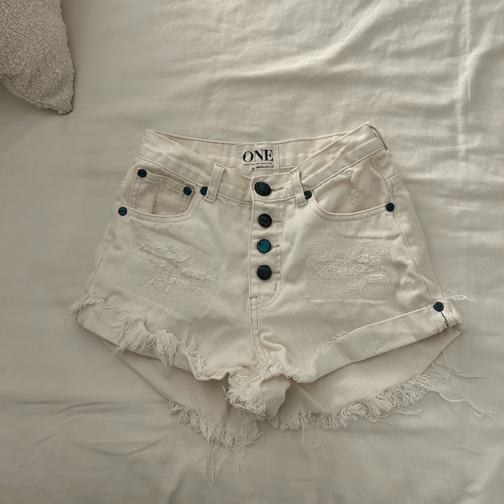 One by One Teaspoon Distressed Denim Shorts